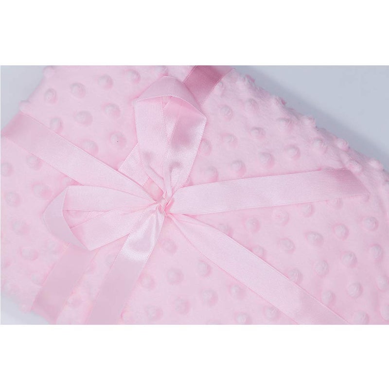 Annlaite Unisex Children's Baby Quilt Soft Baby Blanket Minky Dot- Sherpa Fleece Baby Blanket 30 by 40 Inch Pink - Image 2